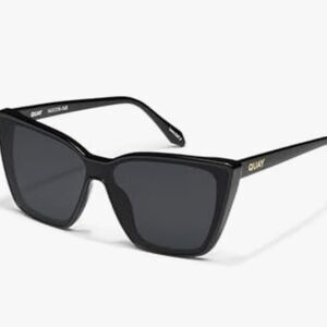 Quay Australia Confidential Cat Eye Square Polarized Sunglasses- Shiny Black